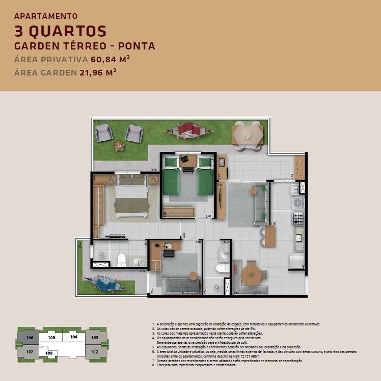 Planta 3 Quartos Garden